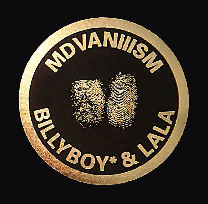 The BillyBoy* & Lala stamp is applied to artworks. When they are numbered, the artists put their index print in contrasting colour.